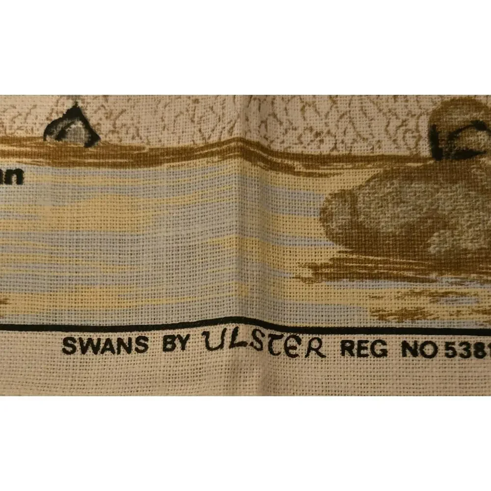 Vintage Irish Lenin Swan Unused Tea Towel by Ulster